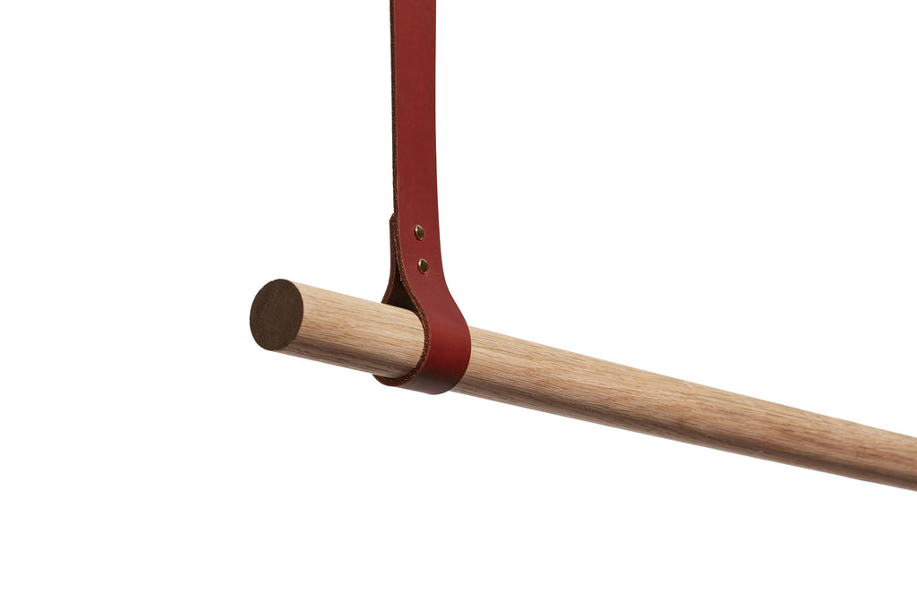 Leather Coat Rail - Natural Oak