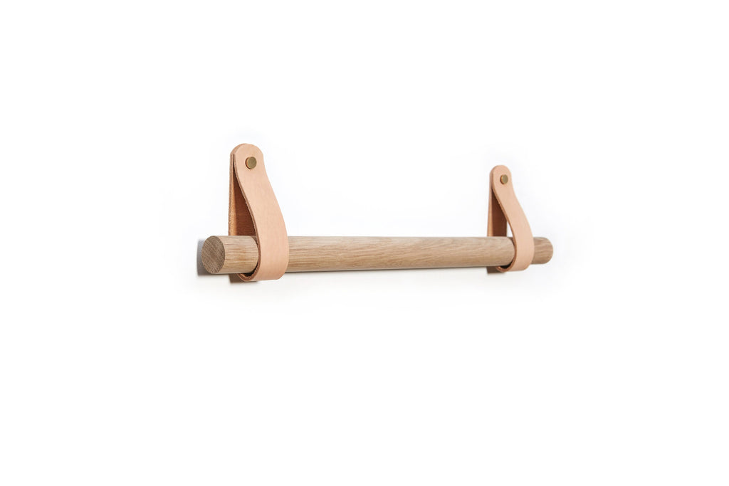 Towel Rail - Natural Oak / Tan Leather