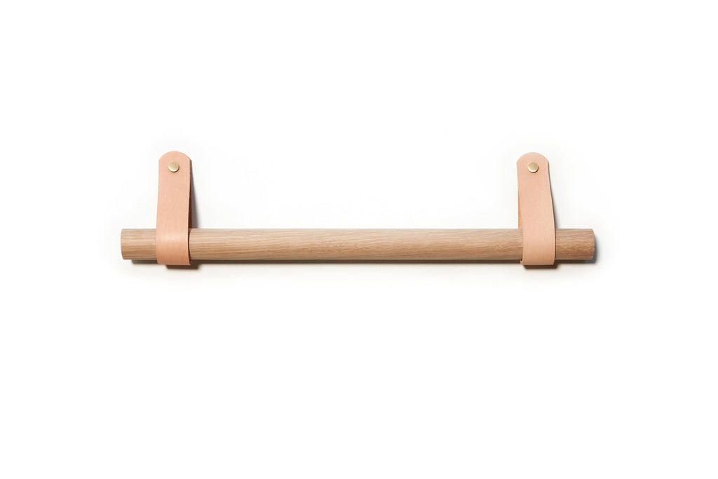 Towel Rail - Natural Oak / White Leather