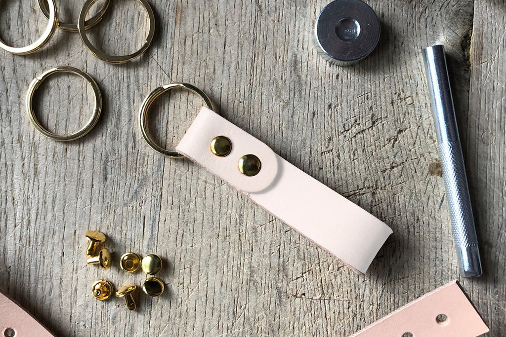 Leather Key Ring - White Leather